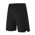 Men's black ice silk sports shorts made from breathable nylon fabric, mid-waist design.