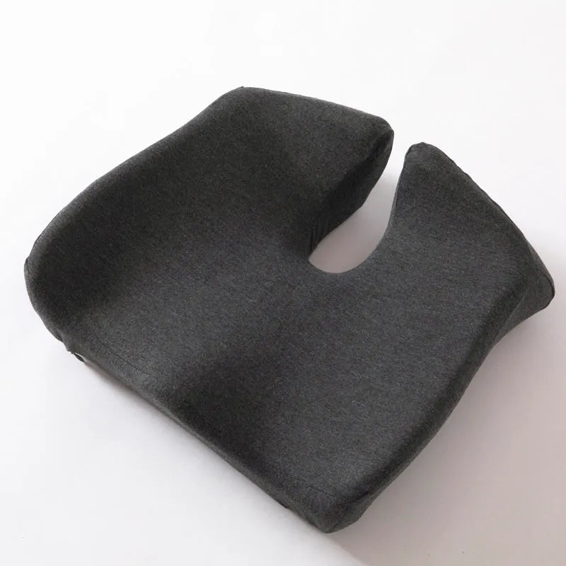 Memory foam office chair cushion measuring 36x40x11cm in dark grey colour with solid pattern