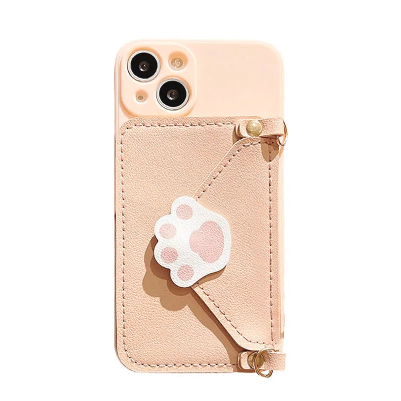 TPU Cat's Paw phone case crossbody protector for iPhone in black colour