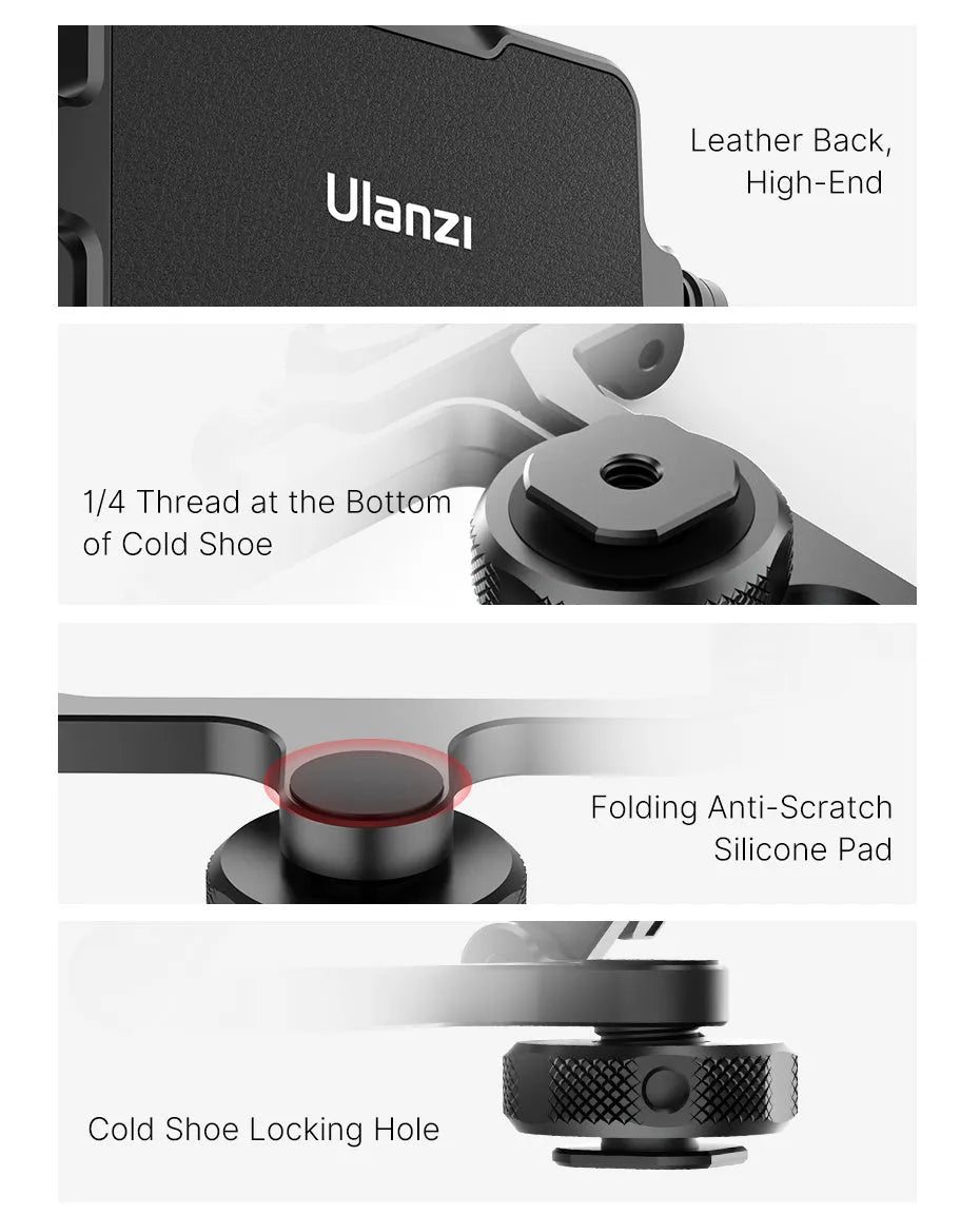 Ulanzi PT-14 universal flip mirror black aluminium alloy 12.2cm by 76cm for camera phone sports camera
