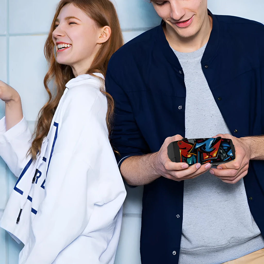Portable Bluetooth speaker in six colour options including camouflage and graffiti designs.
