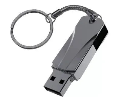 Metal rotating USB flash drive in black, capacity 1TB to 16TB, USB 3.0 interface, dimensions 42x15x9mm