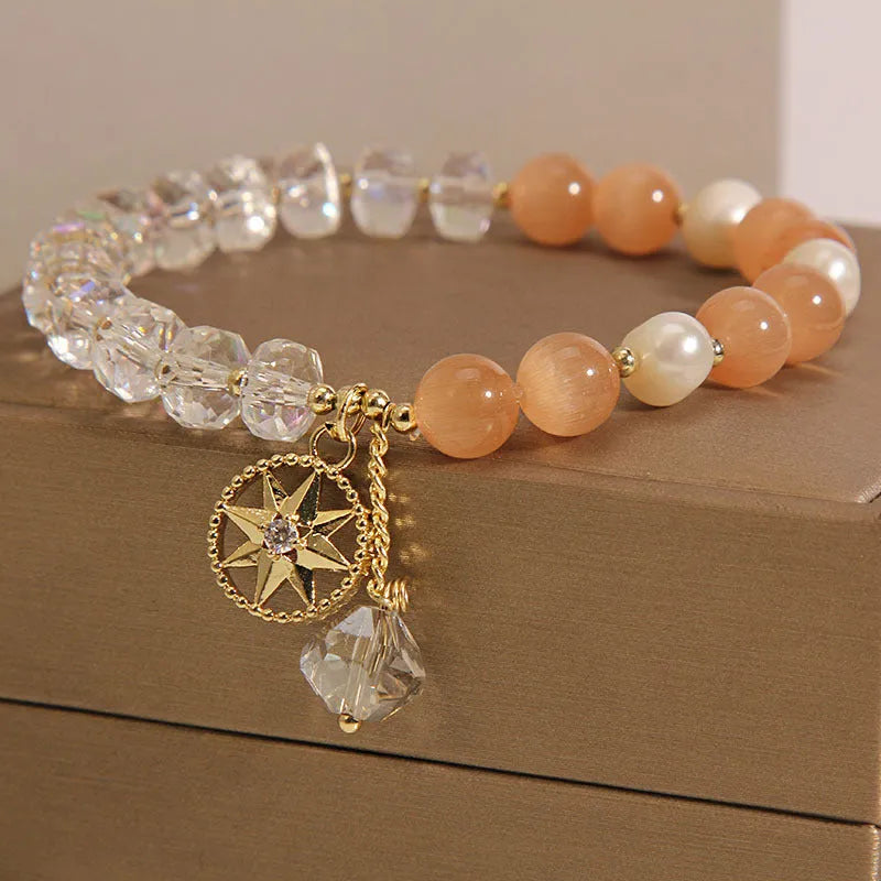 Orange Eight Awn Star bracelet for women with gold-plated inlay and artificial gemstone accents