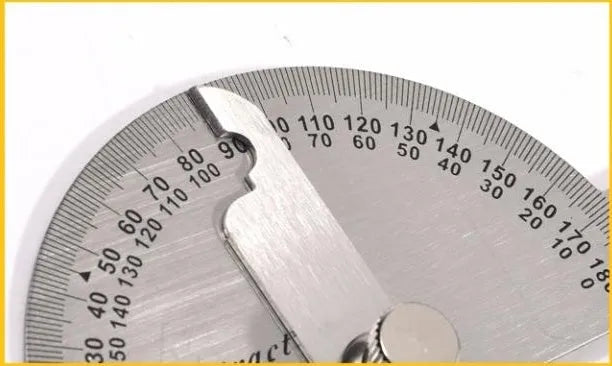 Adjustable plastic protractor showing 0-180 degree measurement range with clear markings