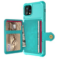 Imitation leather card wallet holder back cover phone case for iPhone in solid colour.