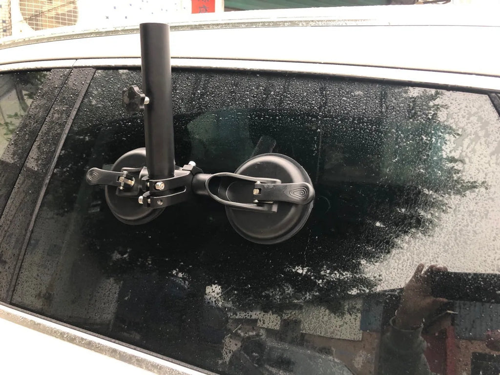 Black car window sucker base with ABS body and rubber disc for flagpole mounting