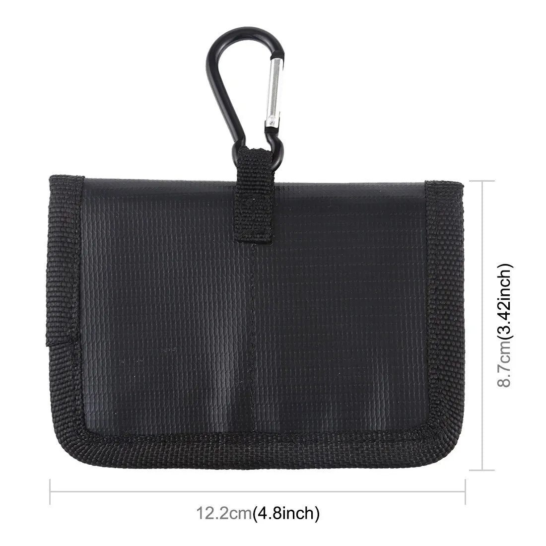 Action Camera Lithium Battery Explosion-proof Storage Bag Black 12.5x8.5x2.5cm with carabiner