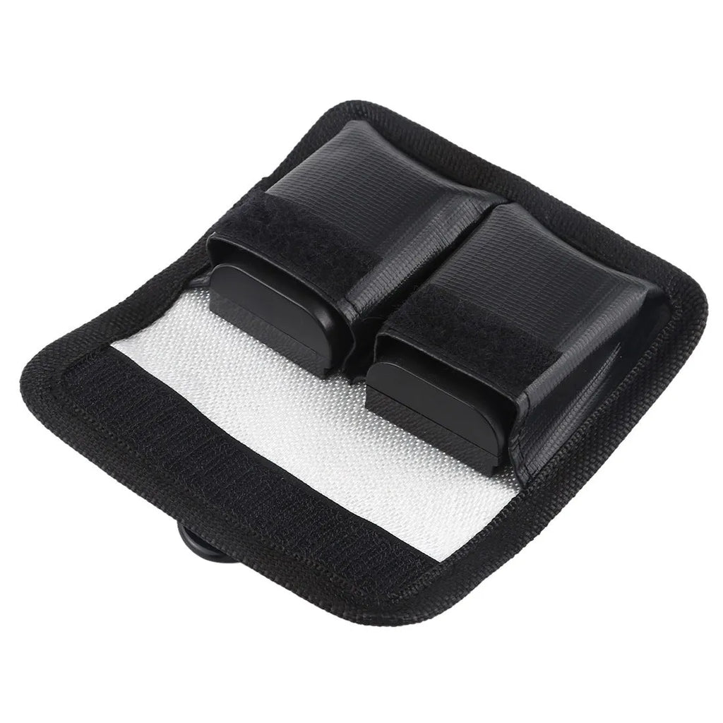 Action Camera Lithium Battery Explosion-proof Storage Bag Black 12.5x8.5x2.5cm with carabiner