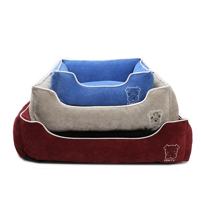 Bite resistant corduroy dog kennel in Blue colour, size XL, with dimensions 70 x 53 x 20 cm