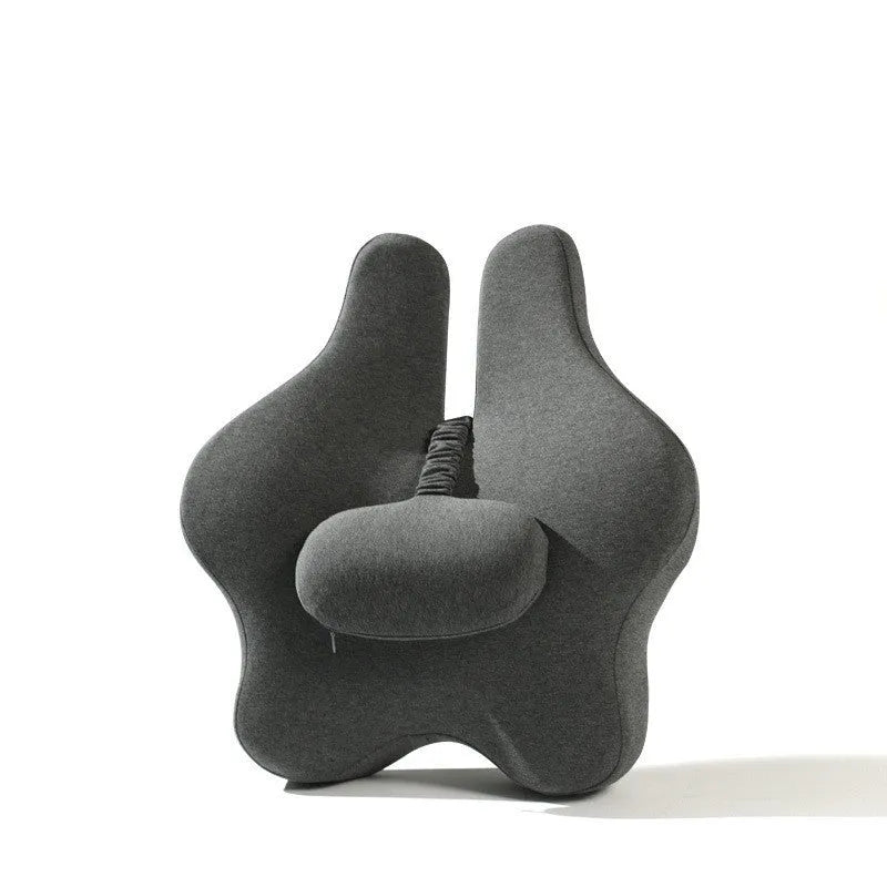 Memory foam car cushion with lumbar support in black, grey, or pink