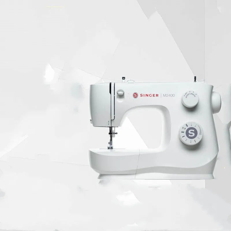 M2405 portable electric sewing machine with accessories on tabletop