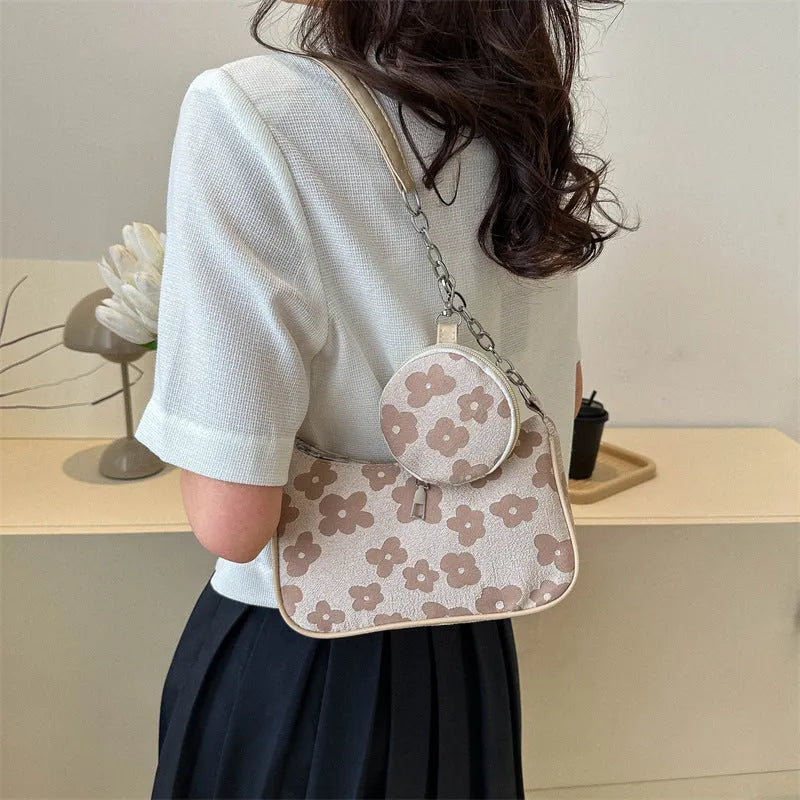 Small square PU shoulder bag with synthetic leather lining, single strap, retro satchel style, six colours