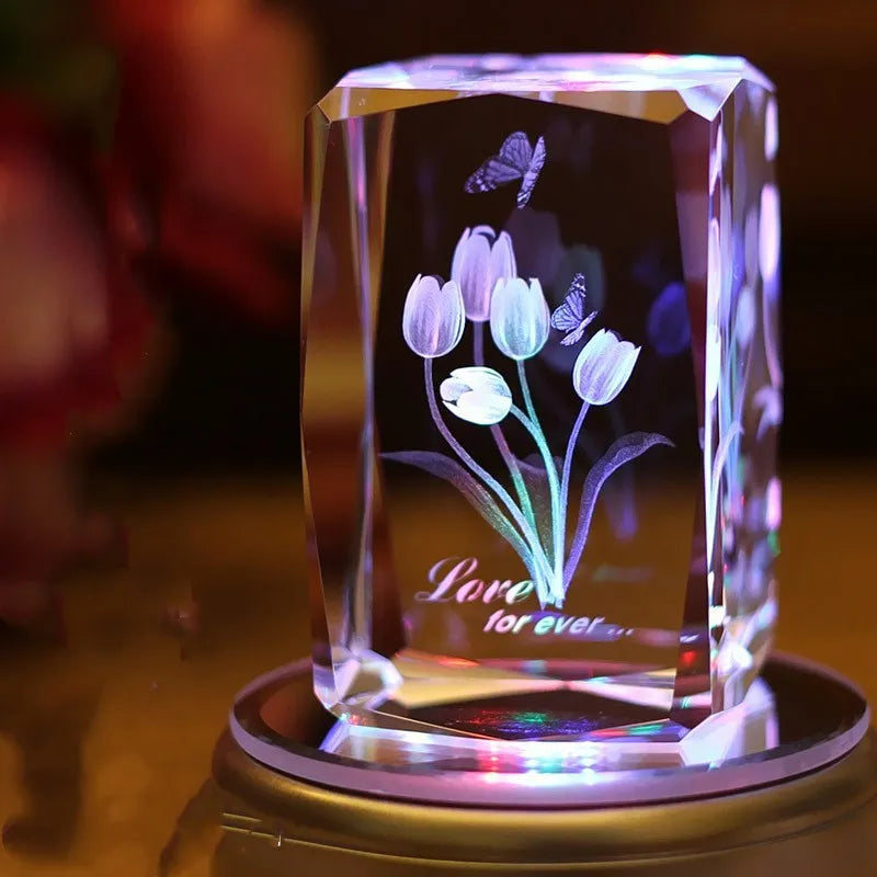 Small MP4 Bluetooth colourful crystal light in gift box with eight style options including Rose Ring and Happy Birthday.