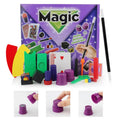 Purple and red plastic magic prop toy set for children in a carton box.