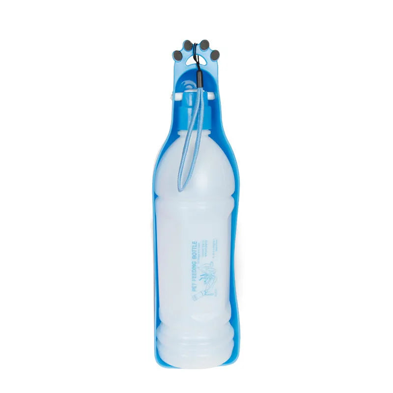 Portable pet cup drinker in pink, 600ml plastic outdoor water bottle for dogs