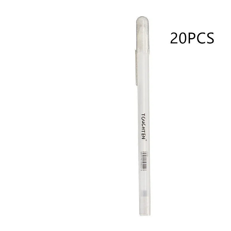 Touchnew hand-painted highlight pen with 0.8mm tip and 15.3cm plastic barrel in gold silver white colours