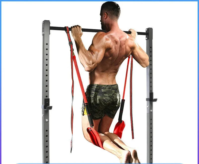 Pull-up assisted hanging trainer with EVA pedal, elastic rope, 350mm foot, 150kg capacity