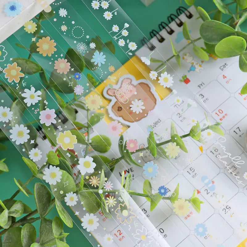Transparent 1.5cm adhesive tape roll in Midsummer Daisy colour for journal decoration
