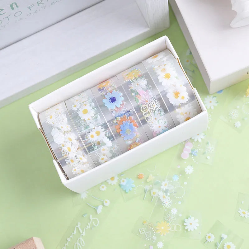 Transparent 1.5cm adhesive tape roll in Midsummer Daisy colour for journal decoration