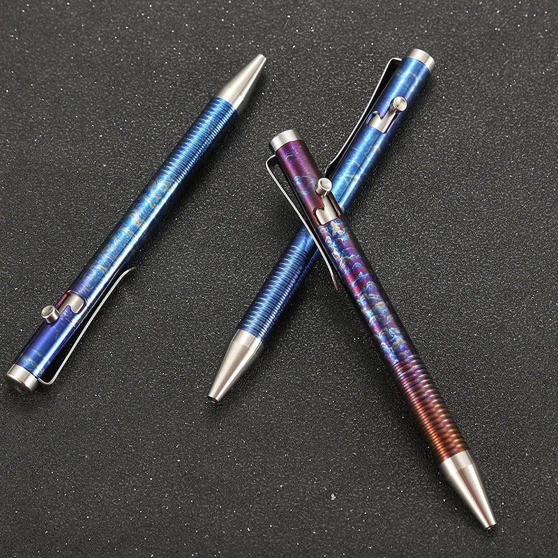 Titanium alloy bolt action ballpoint pen with gun handle design and phantom colour finish