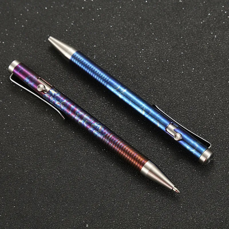 Titanium alloy bolt action ballpoint pen with gun handle design and phantom colour finish