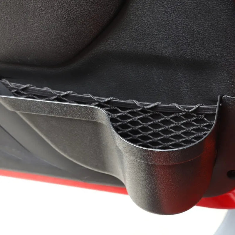 Black aluminium alloy car interior net pocket storage box organiser for vehicle cabins