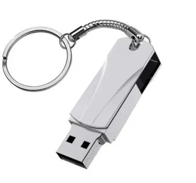 Metal rotating USB flash drive in black, capacity 1TB to 16TB, USB 3.0 interface, dimensions 42x15x9mm