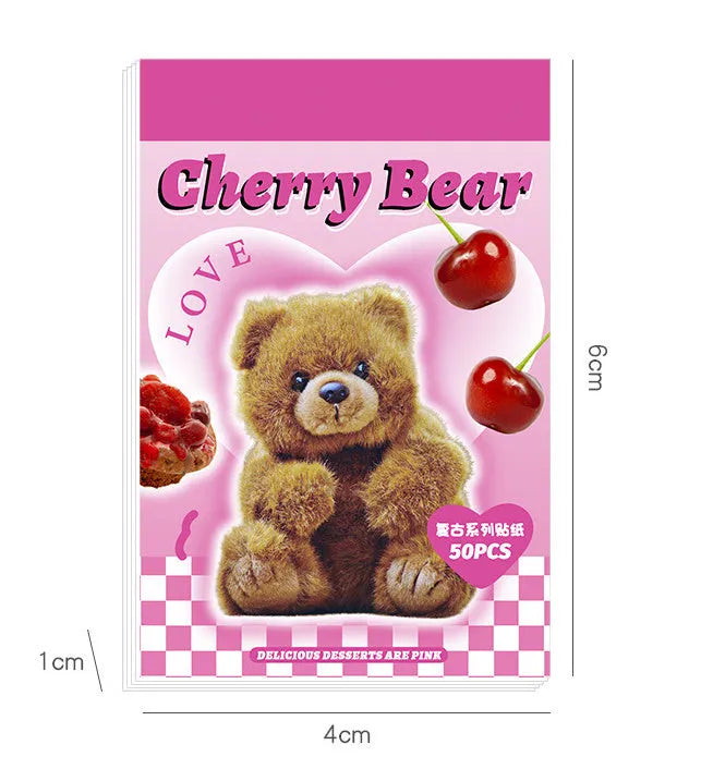 Pack of 50 sheet cartoon sticker book in six colours for journal decoration, each sheet 4x6cm.