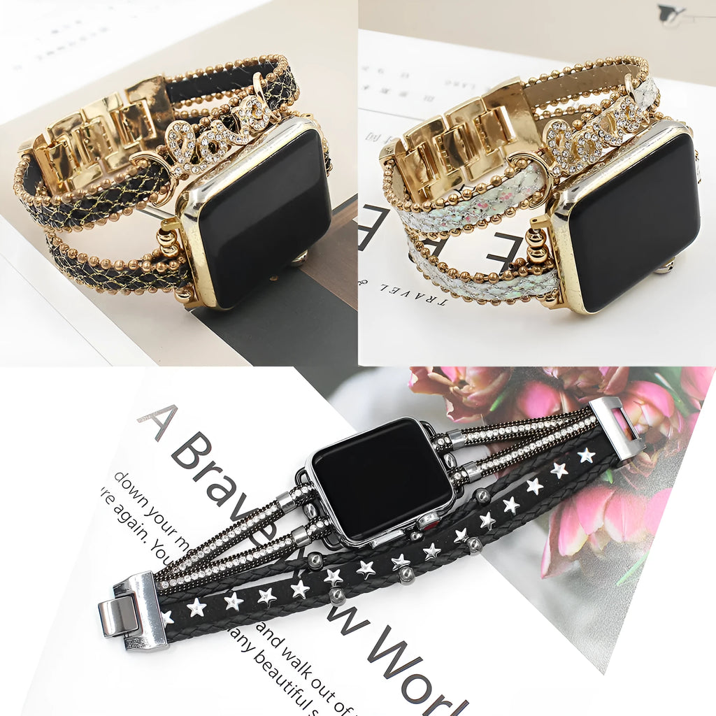 Smart Letters imitation leather watch strap for Apple Watch 38mm and 42mm in colour white