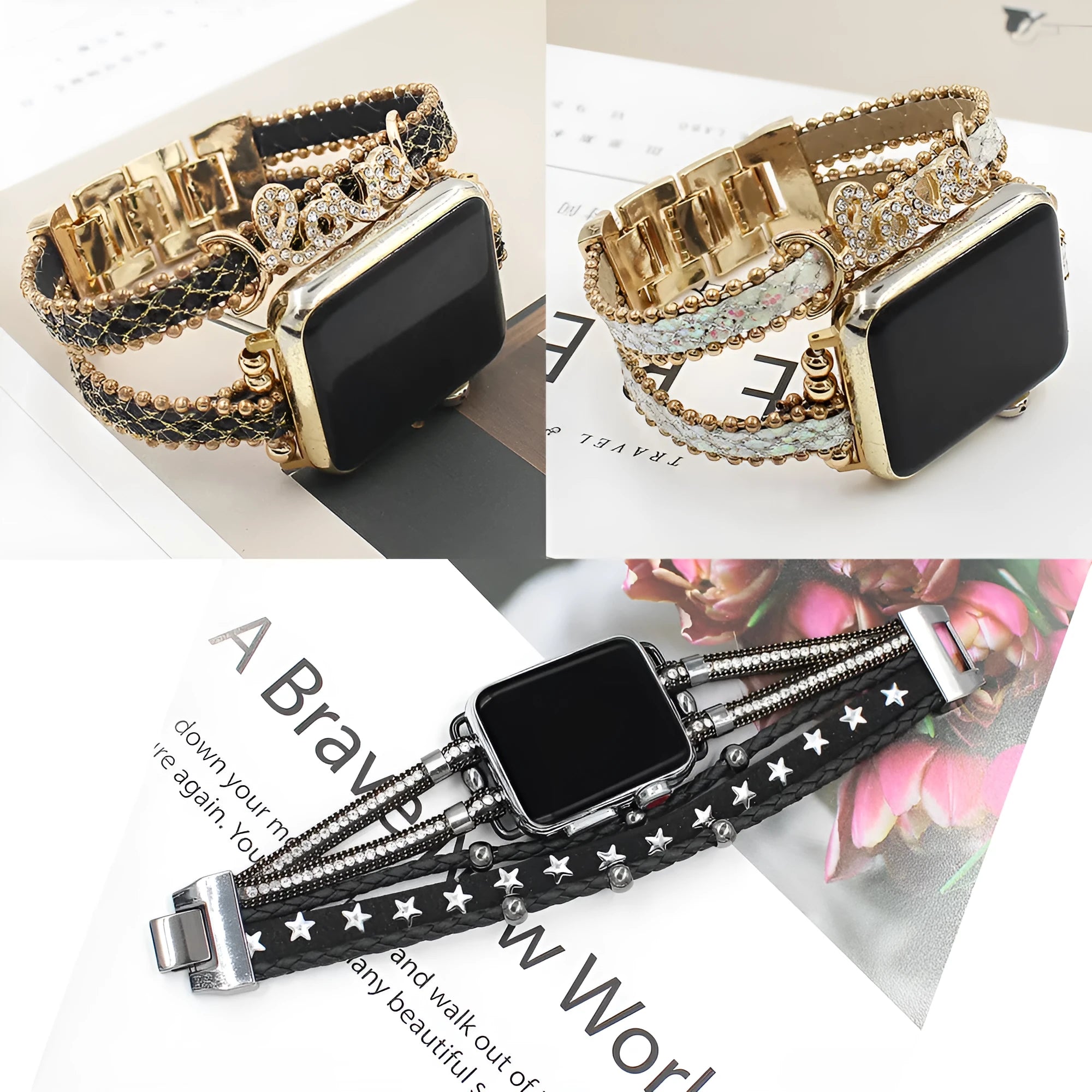 Smart Letters imitation leather watch strap for Apple Watch 38mm and 42mm in colour white