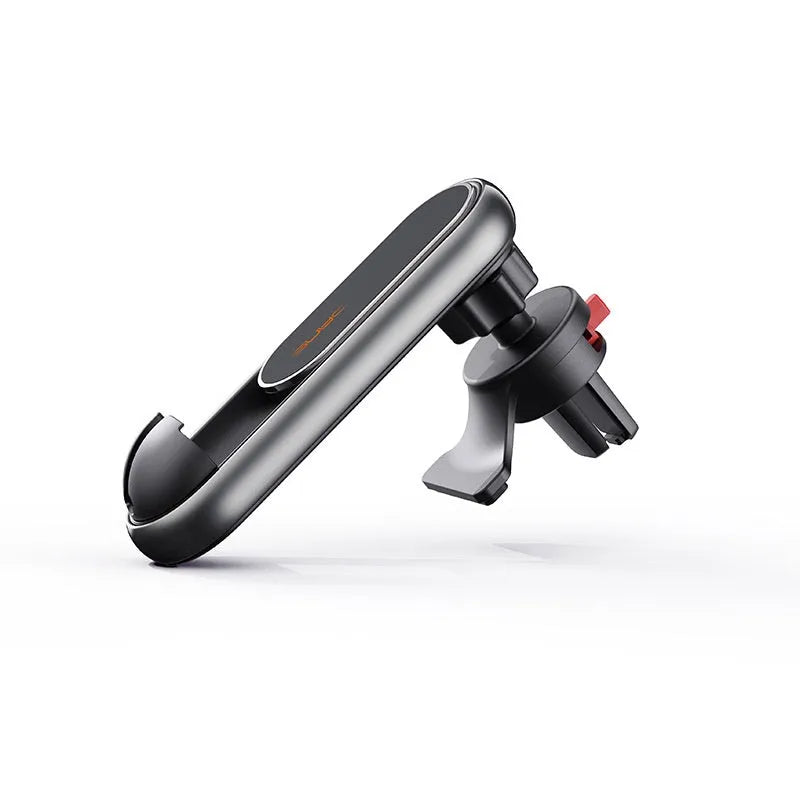 Multi-function rotating car phone holder clipped to a car vent, holding a smartphone