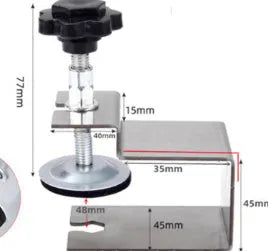 Drawer panel fixing clip in stainless steel or galvanised metal for wood board attachment