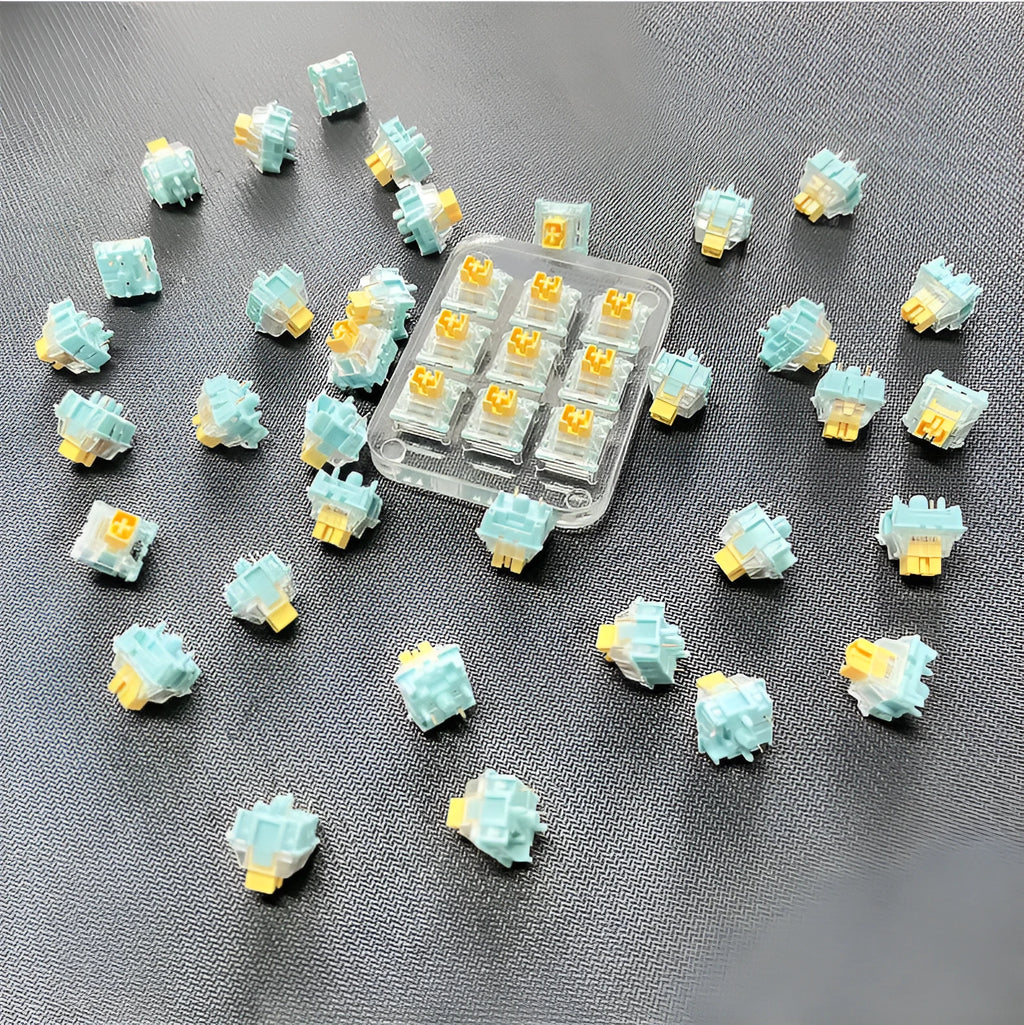 36 Sea Salt Lemon PRO silent tactile mechanical keyboard switches with MX-compatible 5-pin stems