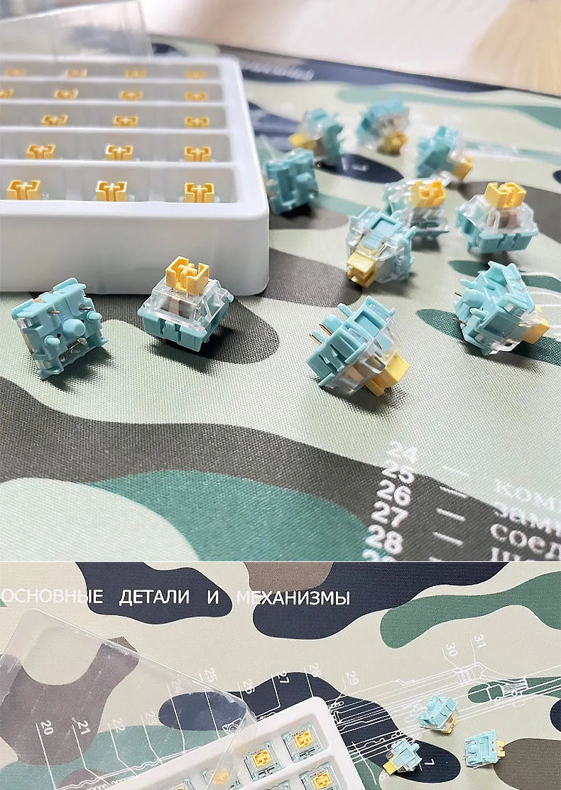36 Sea Salt Lemon PRO silent tactile mechanical keyboard switches with MX-compatible 5-pin stems