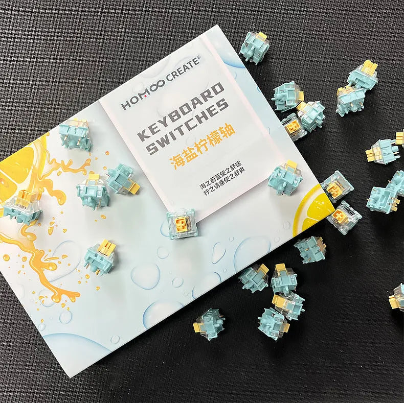 36 Sea Salt Lemon PRO silent tactile mechanical keyboard switches with MX-compatible 5-pin stems