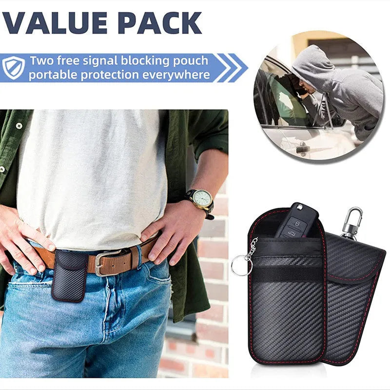 Carbon fibre anti-theft RFID shielding box and key case suit with nano shielding lining
