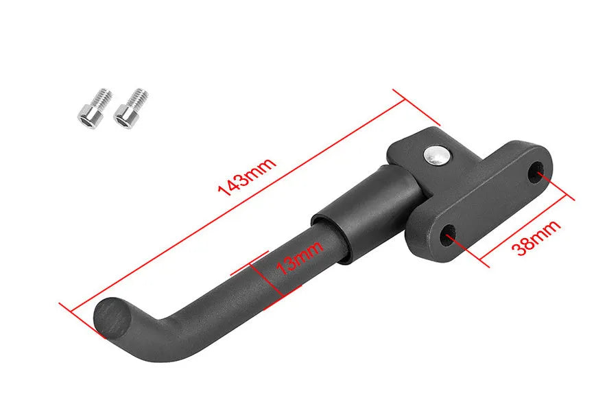 Black aluminium alloy electric scooter foot brace with screws and hex wrench