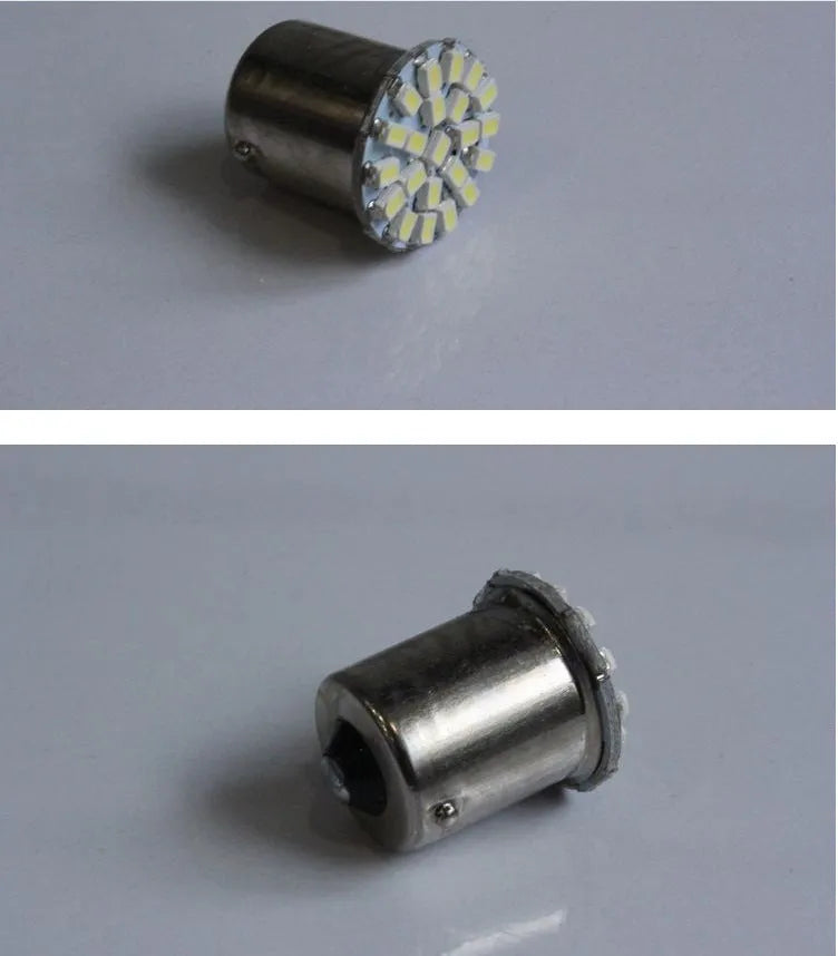 1156 1157 socket LED car brake and turn signal light with 22 white LEDs.