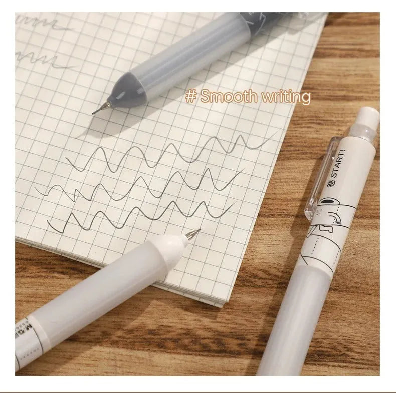 Black and white 0.5mm HB mechanical pencil with plastic barrel and minimalist design