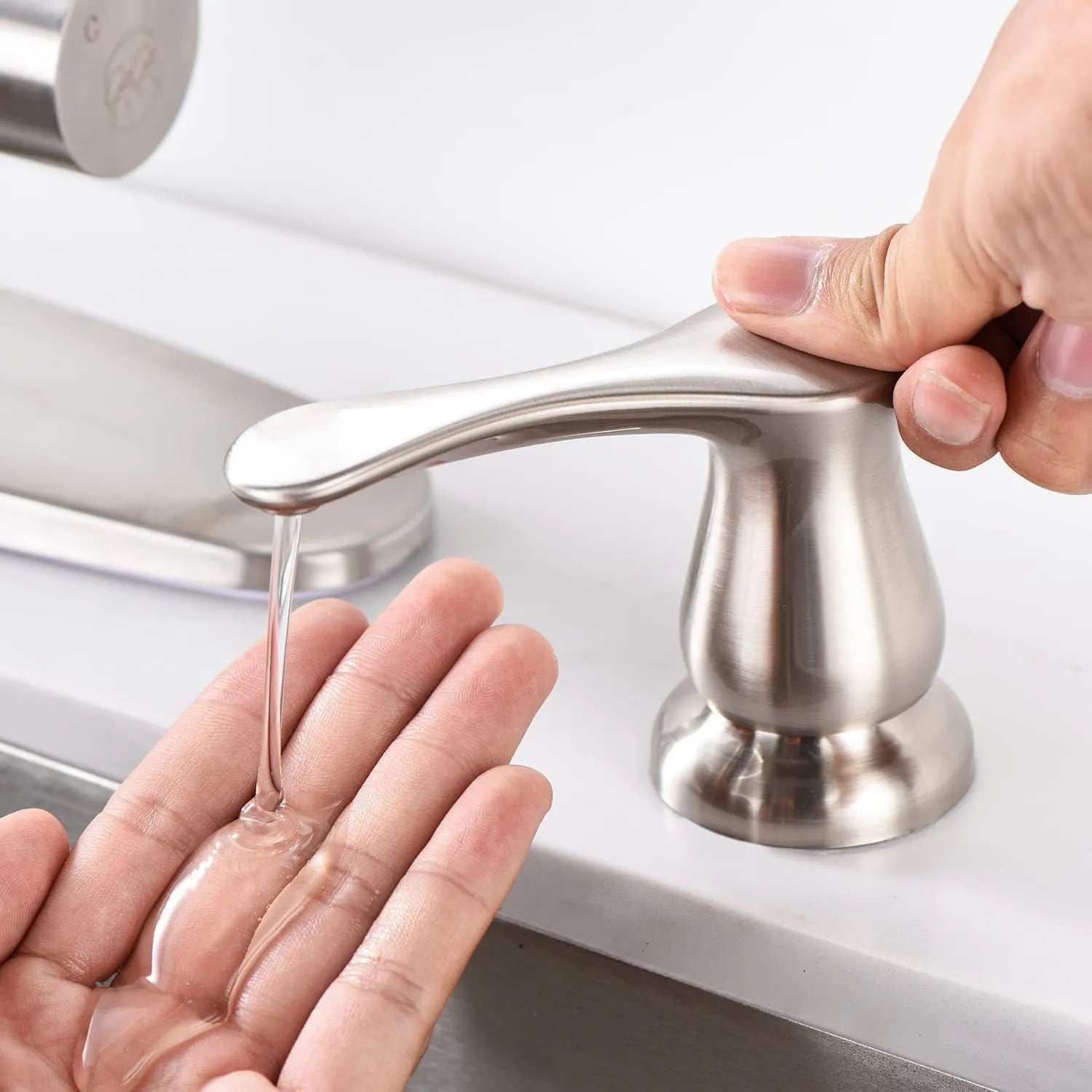 American kitchen sink hand washing accessory ABS electroplated hand press dispenser brushed gold finish