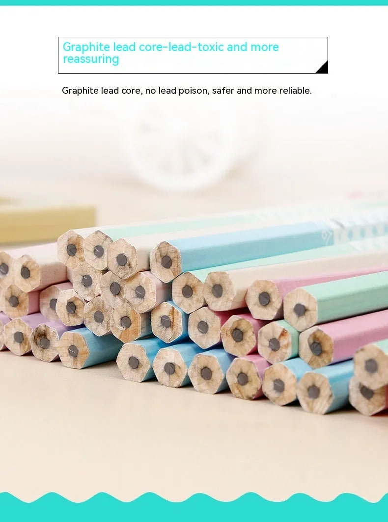 Wooden barrel containing 50 basswood thermal transfer pencils with six-angle design