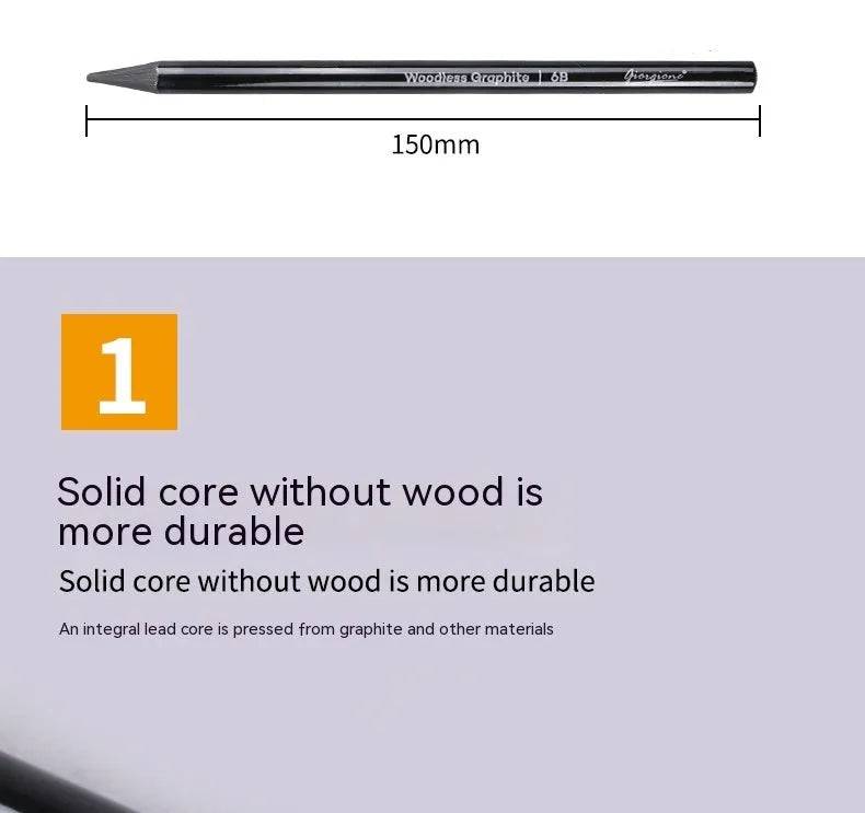 Set of nine graphite and carbonised drawing pencils in wooden casings on a suction card.