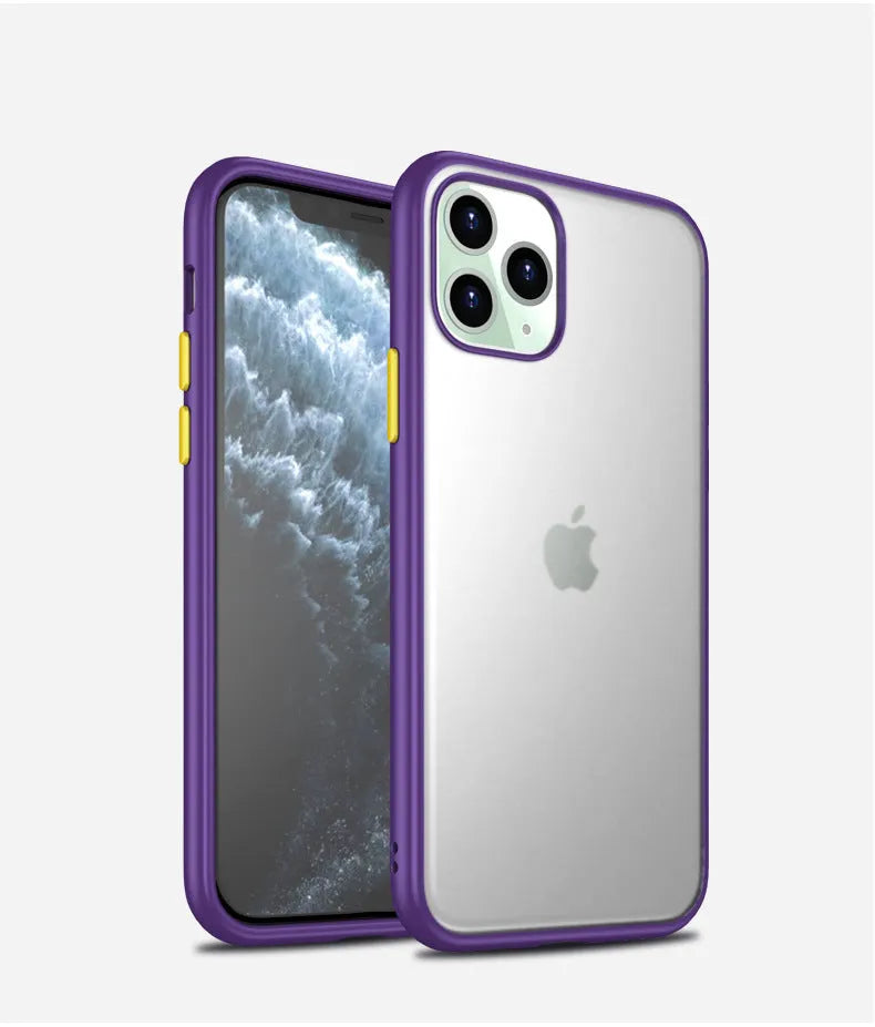 Black frosted hard shell protective case for iPhone 11 with visible corner airbag design