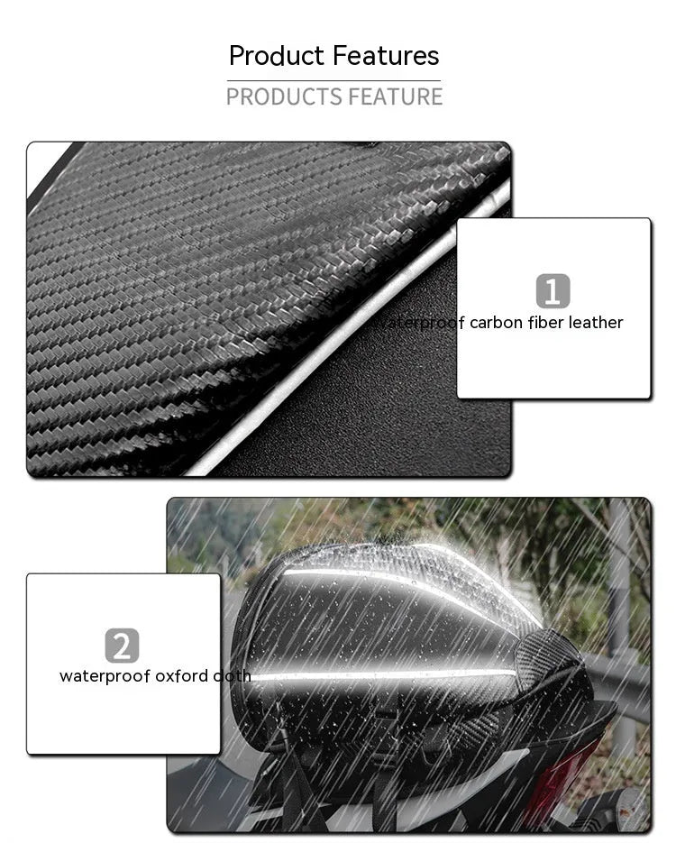Black waterproof motorcycle crossbody bag with reflective strips and multiple pockets