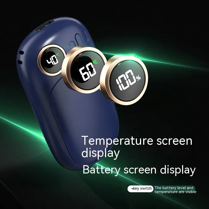 Two-in-one hand warmer power bank in army green with Type-C port and 4000mAh capacity