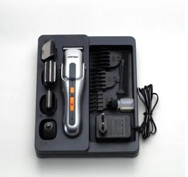 Silver electric hair clipper with high-efficiency alloy sharp angle cutter head