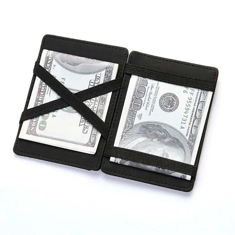 PU leather magic wallet with flip card holder and zipper coin purse in multiple colour options