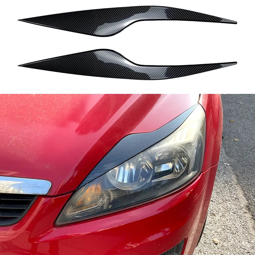 Ford Focus headlight sticker set in carbon fibre pattern or piano black finish