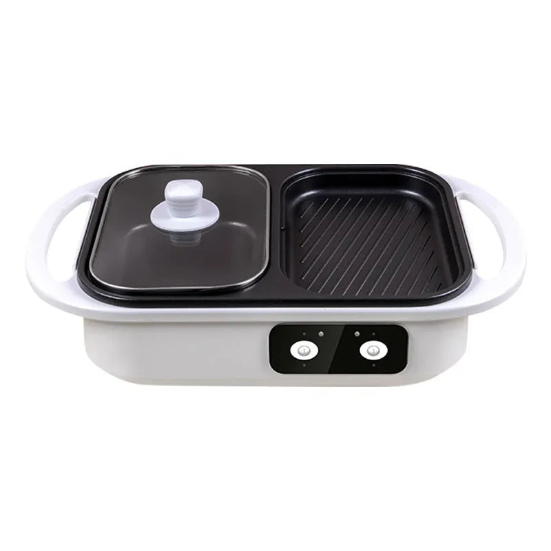 Green electric all-in-one roaster pan with alloy lining and temperature knob, 1-2 person size