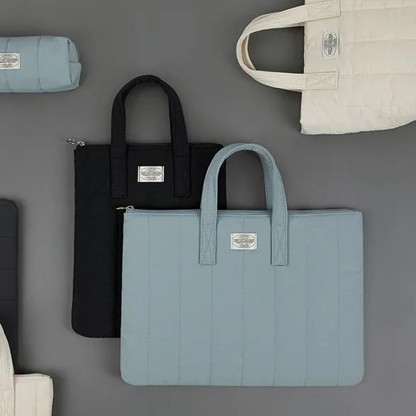 Polyester laptop briefcase in milky white, black, matcha or sky blue for 11-inch to 15.6-inch devices